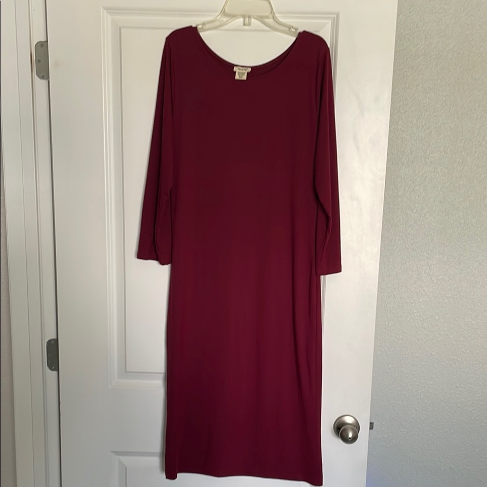 Yelete Burgundy Long Sleeve Sheath Dress